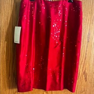 Ann Taylor Red Sequin Pencil Skirt